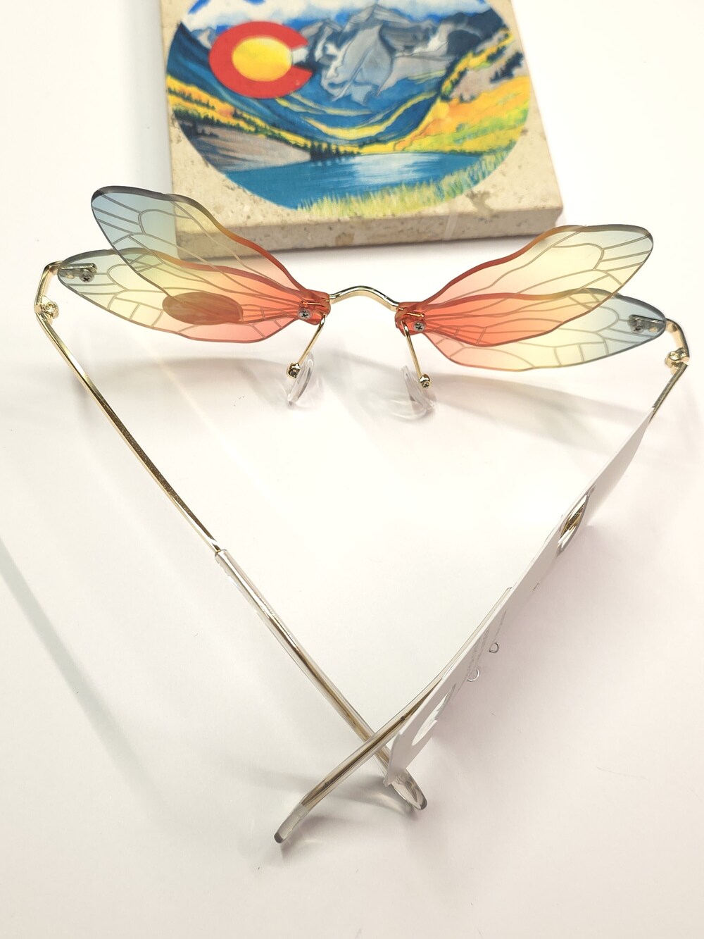 Cato Rimless Butterfly Sunglasses - Multicolor Gold